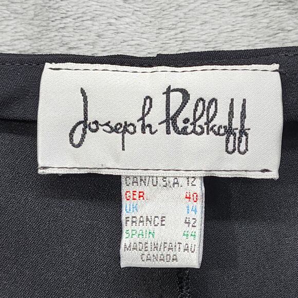 Vintage Joseph Ribkoff Pants Womens 12 Black High Rise Wide Leg Preppy Office - Picture 3 of 10